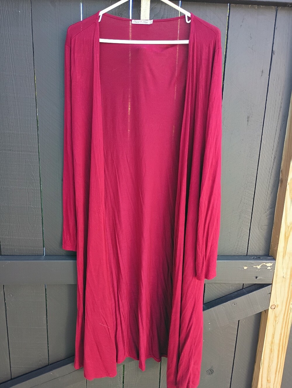 Heart & Hips Long Open-Front Cardigan in Deep Berry